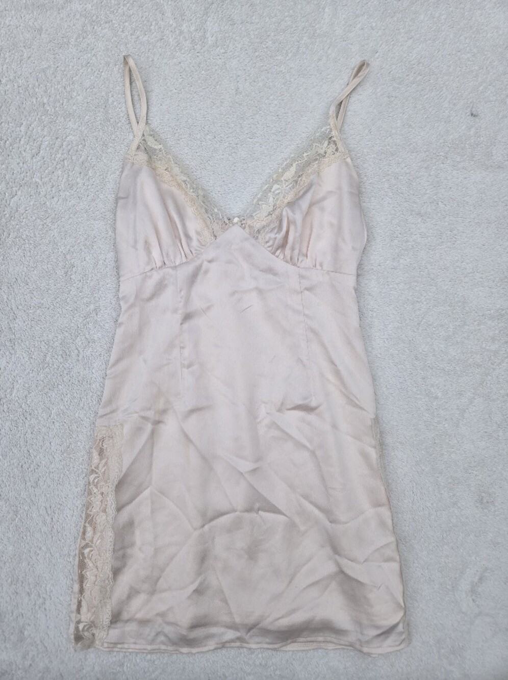Princess Polly Pale Blush Lace-Trim Slip Chemise Dress Sz 2